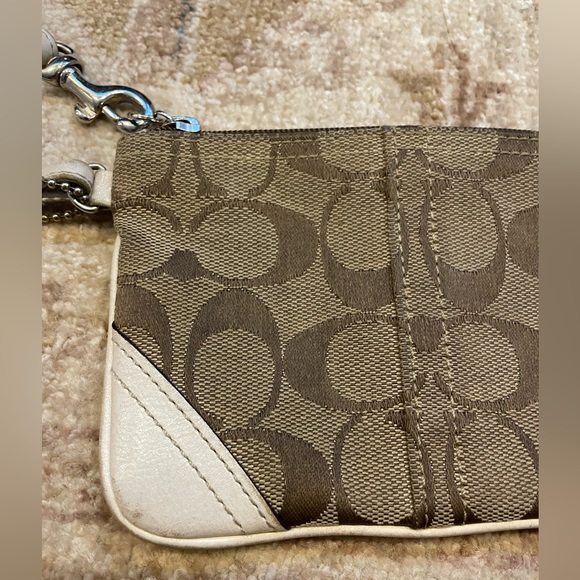 Coach Tan and White Wristlet - Picture 3 of 12